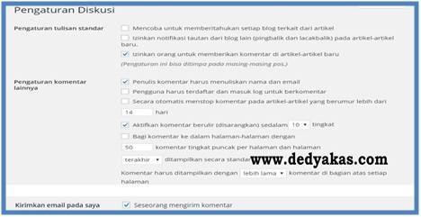 Panduan Belajar WordPress Pengaturan Tab Diskusi Komentar - Dedy Akas Website