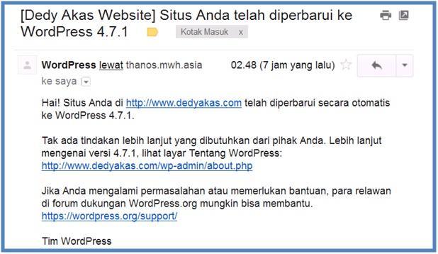Email Pemberitahuan Wordpress 4.7.1